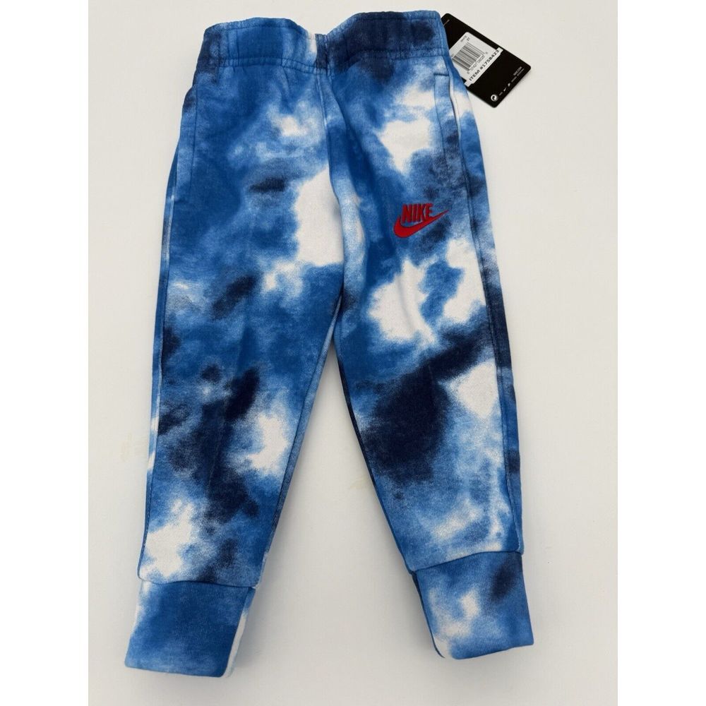 Nike Jogger Active Sweat Pants 2T, Boys Fleece Lining White And Blue Tie-Dye NWT